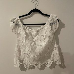 Kendall + Kylie White Lace Top